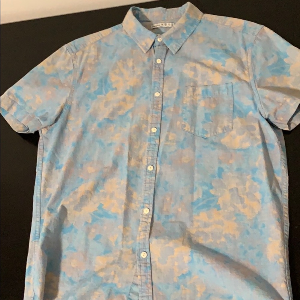 Light Blue Floral Button Up